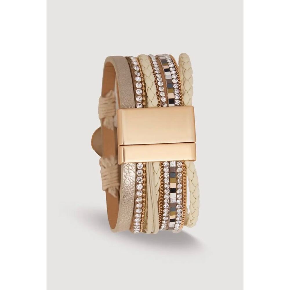 *NWT Gold Heart Multi-Strand Gray Wrap Bracelet - Women Jewelry - Picture 2 of 2